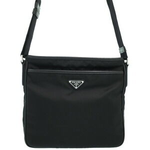 Prada ReNylon Saffiano Leather shoulder Messenger Crossbody bag Black